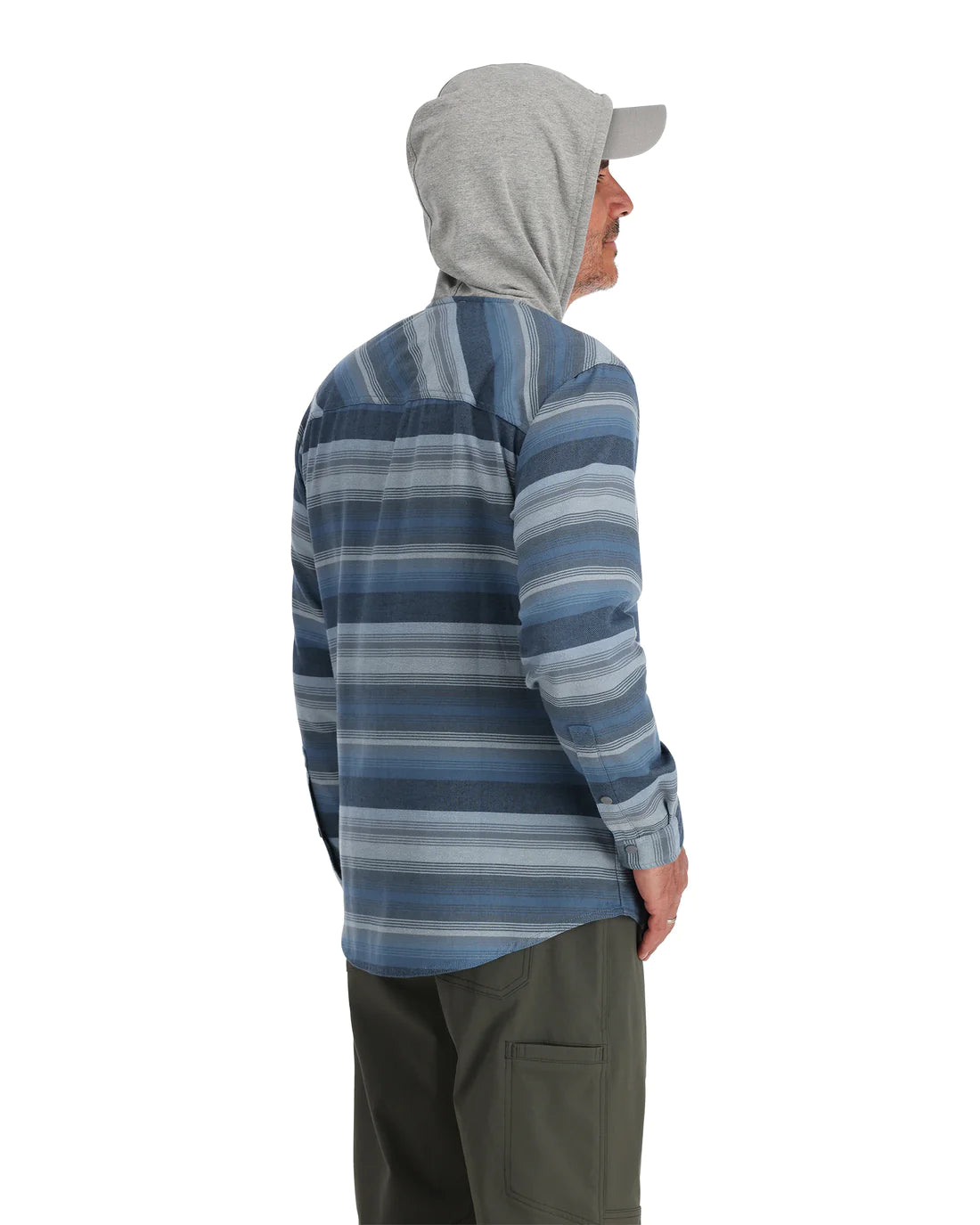 Santee Flannel Hoody- Midnight/Neptune Blue Stripe