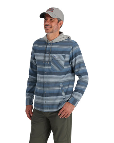 Santee Flannel Hoody- Midnight/Neptune Blue Stripe