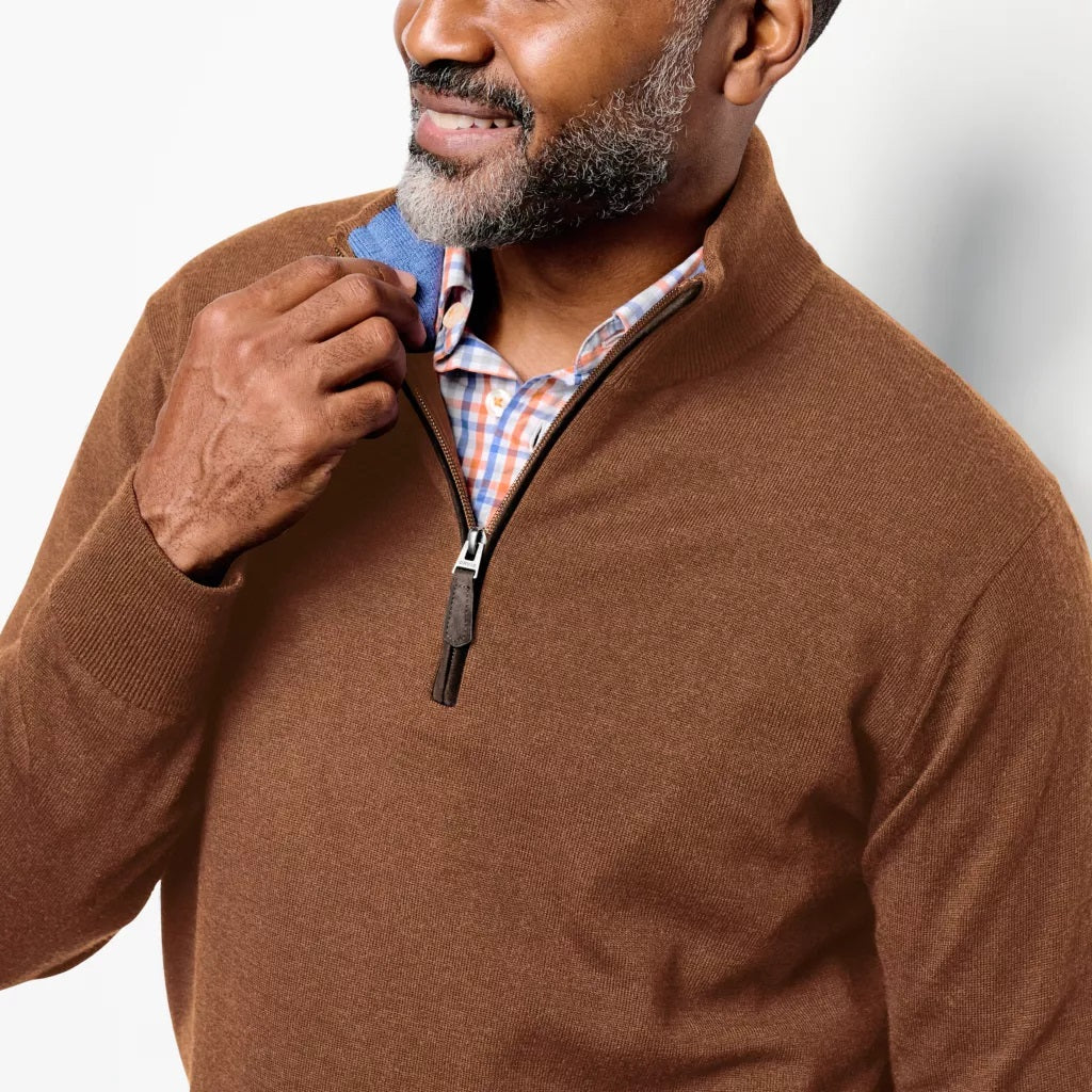 Merino Quarter Zip Sweater 2.0- Dark Vicuna