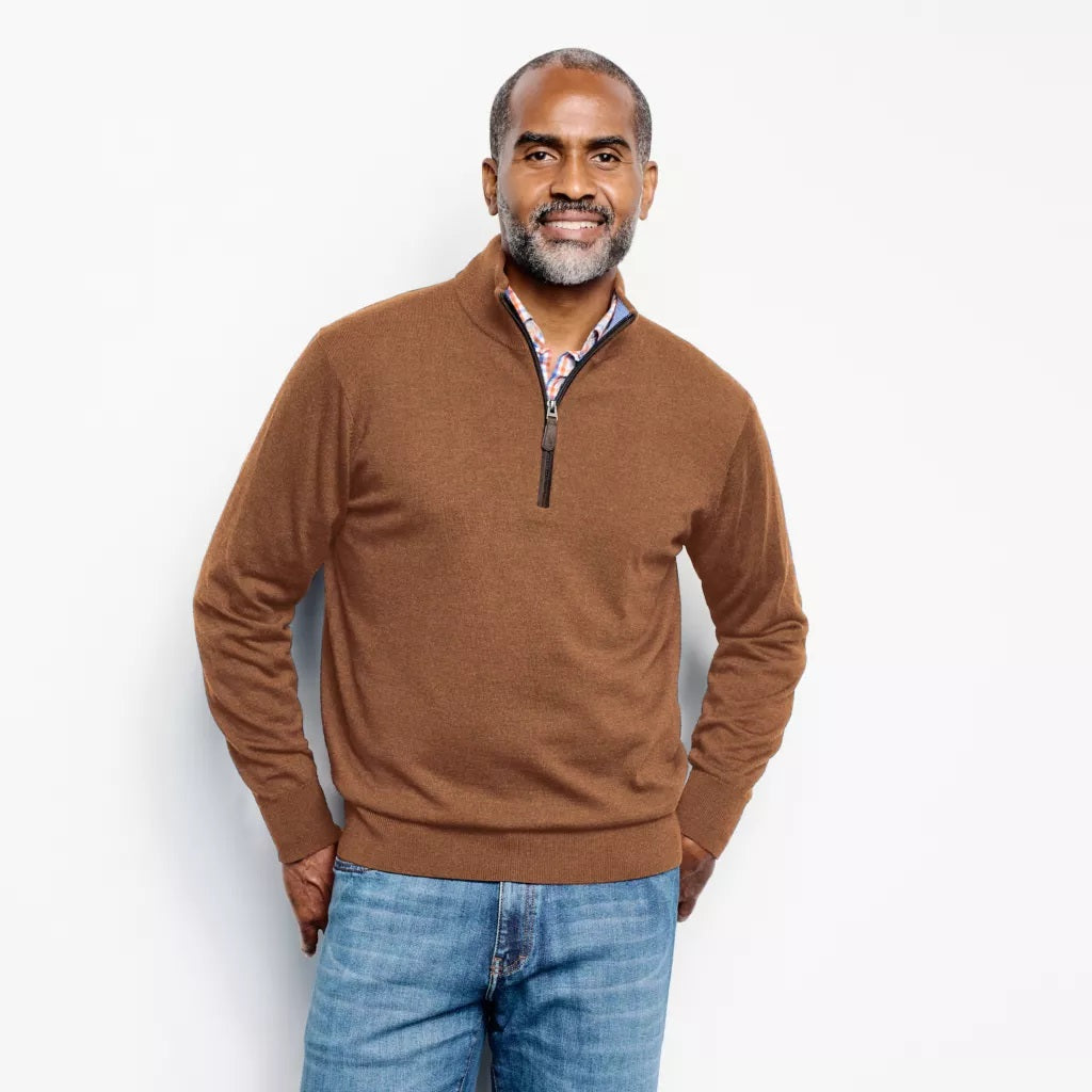 Merino Quarter Zip Sweater 2.0- Dark Vicuna