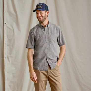 Tech Chambray Short Sleeve Work Shirt- Moss