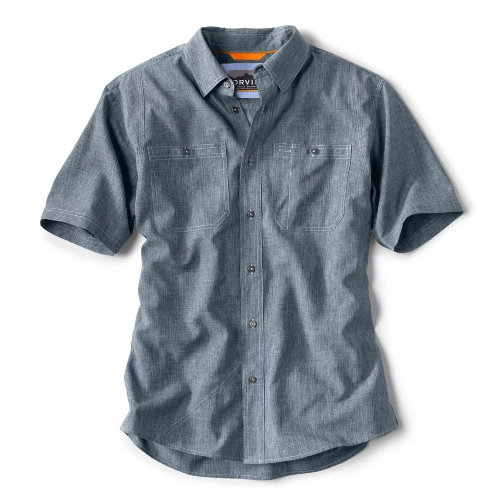 Tech Chambray Short Sleeve Work Shirt- Blue Chambray
