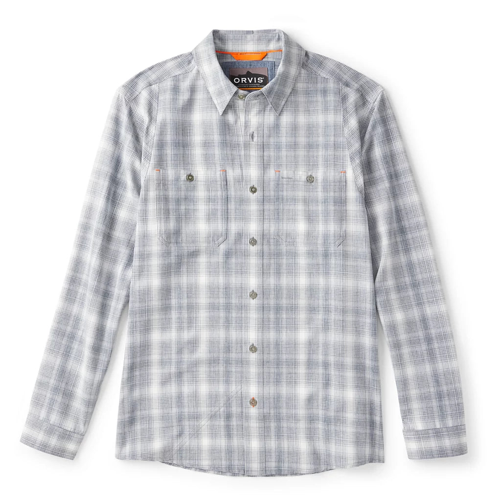 Tech Chambray Long Sleeve Plaid Work Shirt -Snow/Blue Haze Plaid