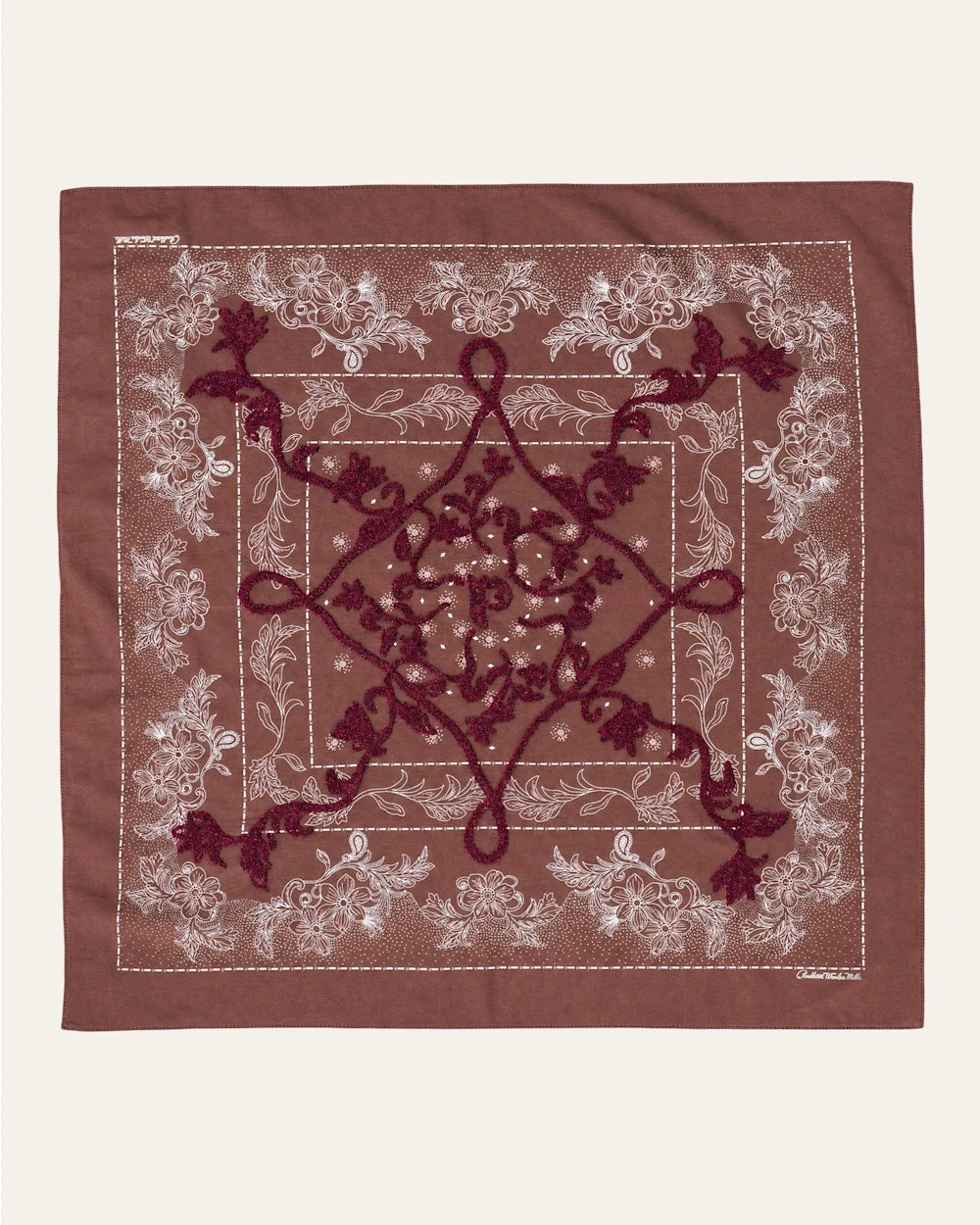 Embroidered Bandana- Raisin
