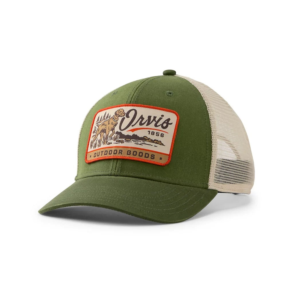 Pointer Waxed Cotton Trucker Hat- Loden