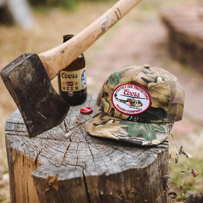 Seager X Coors Banquet Helo Trucker Snapback- Real Camo