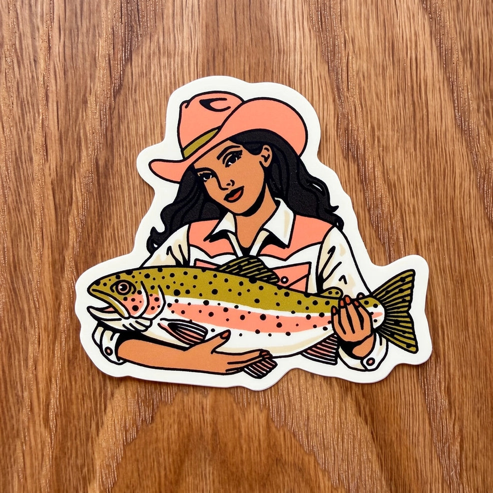 Rainbow Trout Cowgirl Sticker