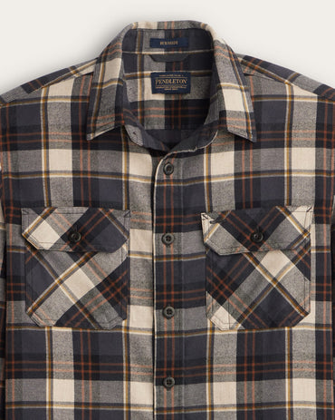 Burnside Flannel Shirt- Natural/Charcoal Plaid