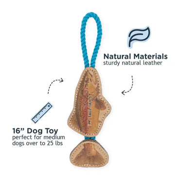 Natural Leather Jointed Trout Tug Dog Toy
