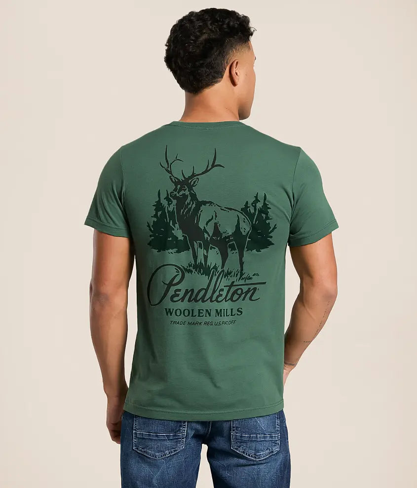 Stag Hillside T-Shirt- Pine/Black