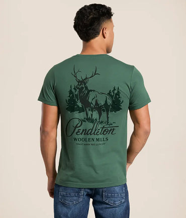 Stag Hillside T-Shirt- Pine/Black