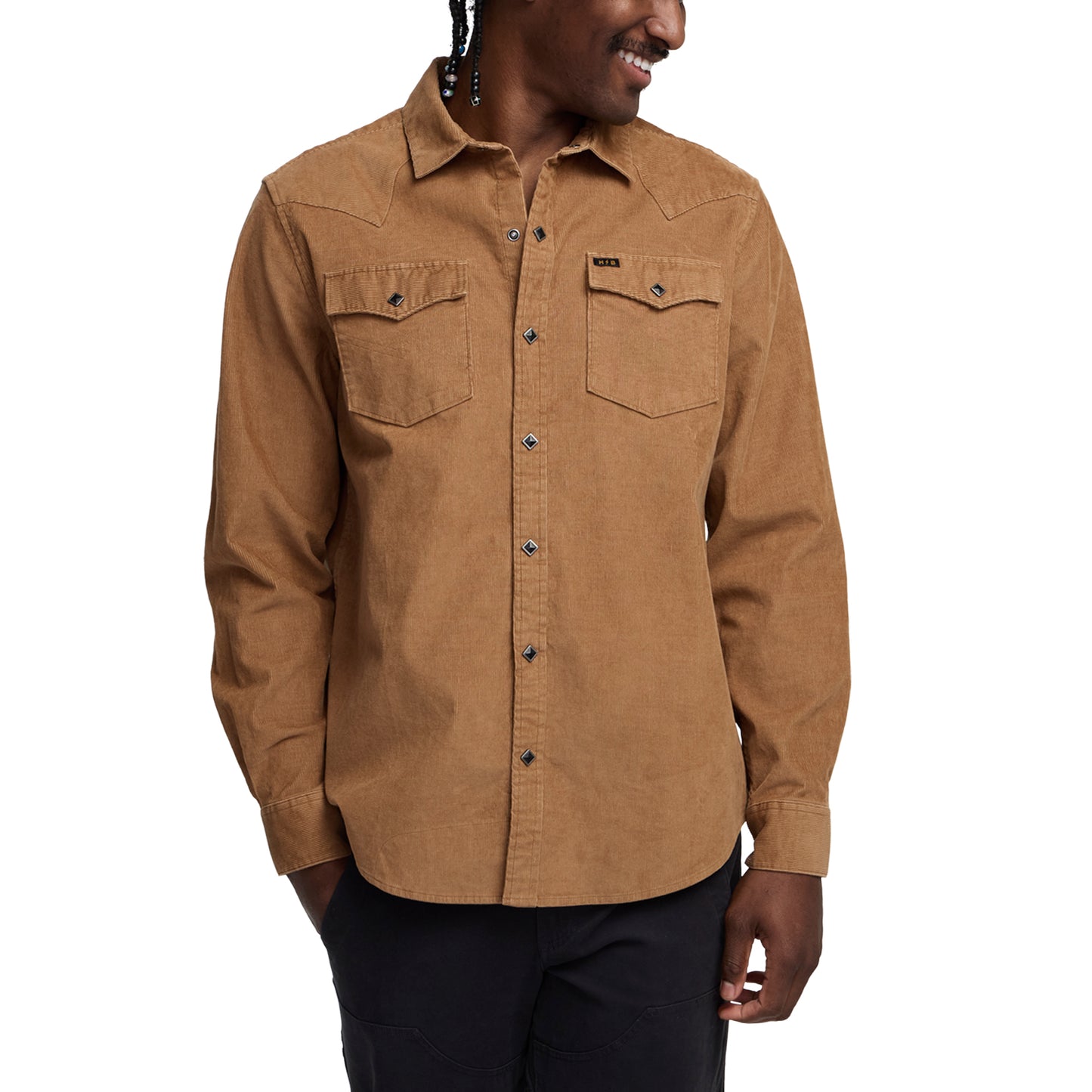 Banning Corduroy Snapshirt- Duck Brown