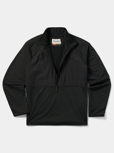 Lightweight Grid 1/2 Zip Fleece- Black