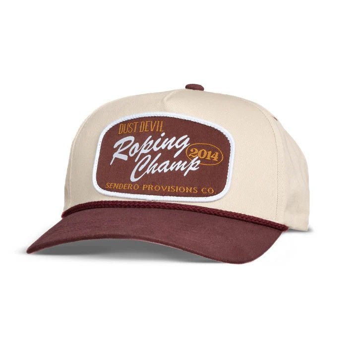 Roping Champ Snapback Hat- White/Brown