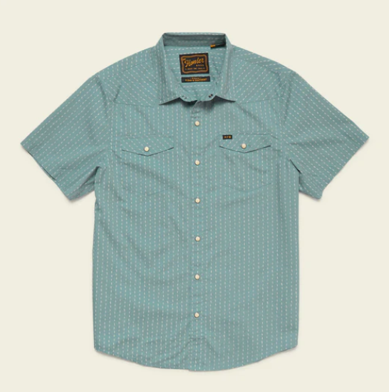 H Bar B Short Sleeve Snapshirt- Power Lines/Smoke Blue