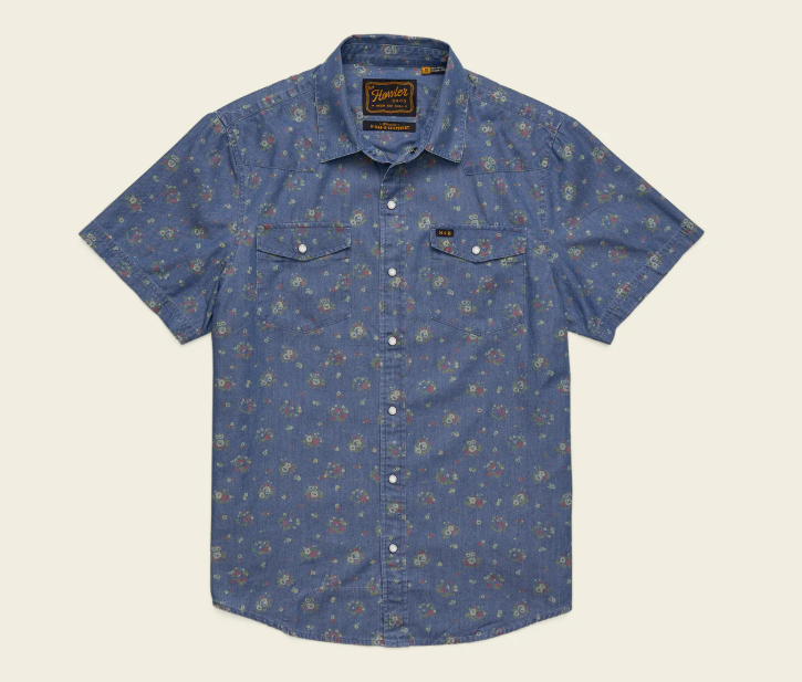 H Bar B Snapshirt- Bouquets/Washed Indigo