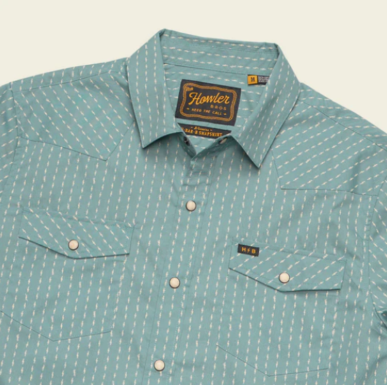 H Bar B Short Sleeve Snapshirt- Power Lines/Smoke Blue