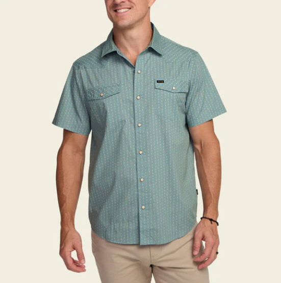 H Bar B Short Sleeve Snapshirt- Power Lines/Smoke Blue