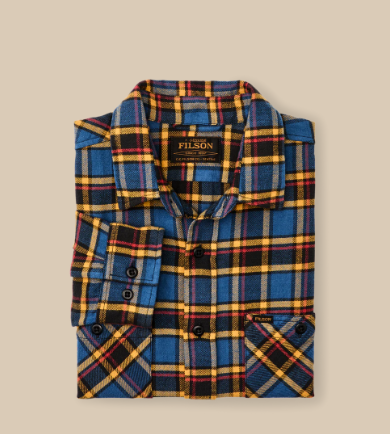 The Rangeland Flannel Long Sleeve Shirt- Blue/Yellow/Multi Plaid