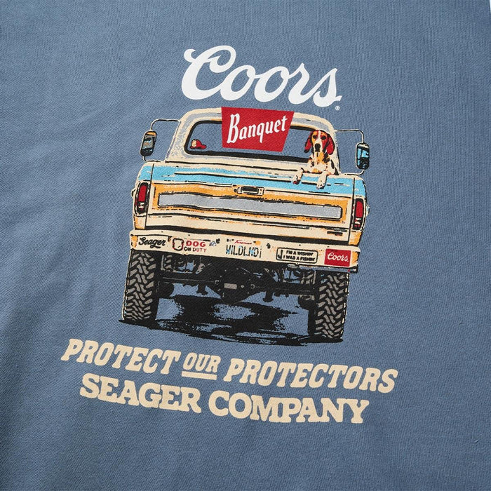 Seager X Coors Banquet Bumper Hoodie- Steel Blue