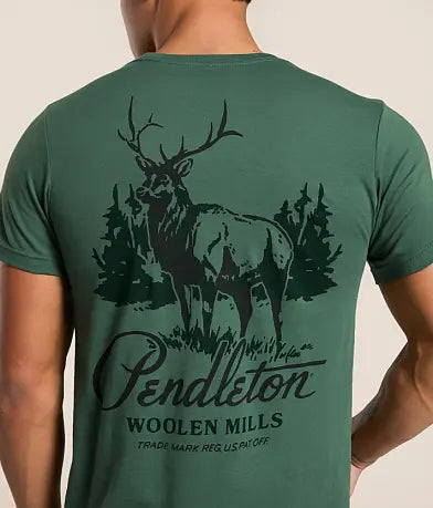 Stag Hillside T-Shirt- Pine/Black