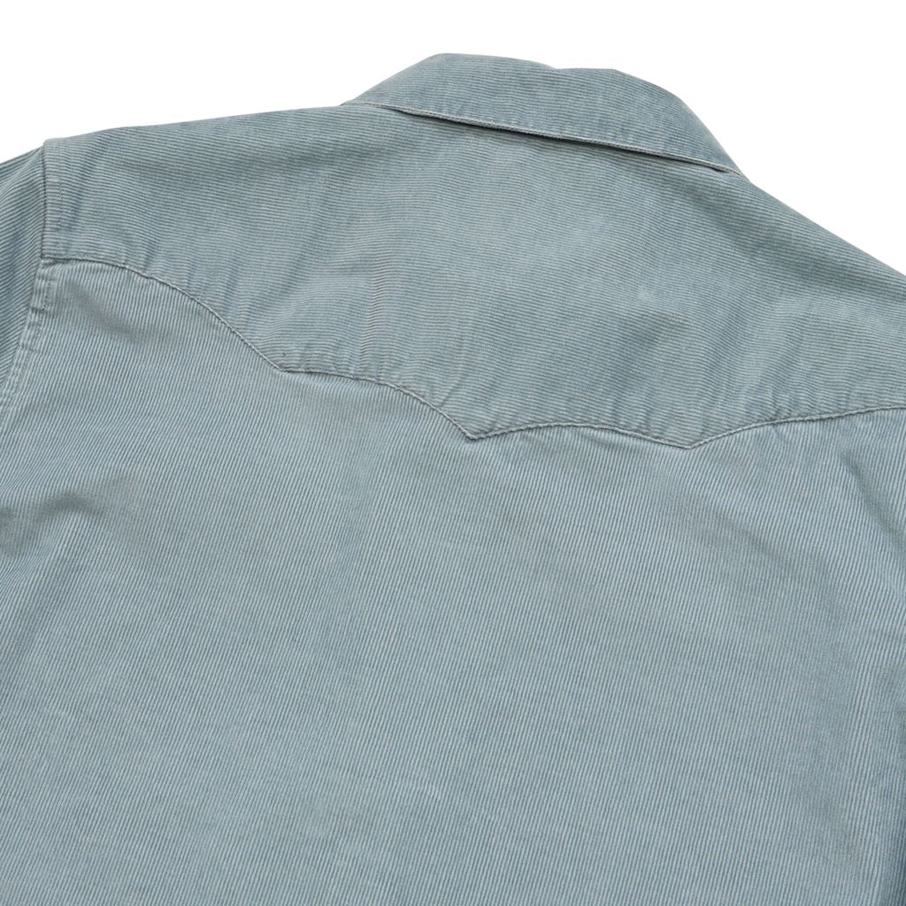 Banning Corduroy Long Sleeve Snapshirt- Iron Blue