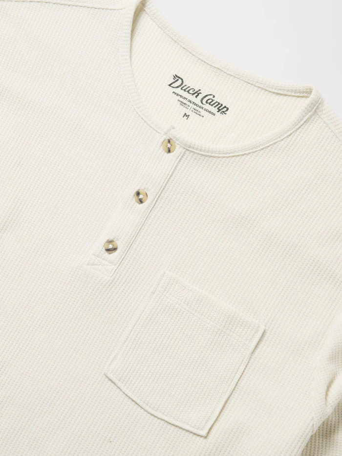 Waffle Henley Long Sleeve Shirt- Birch
