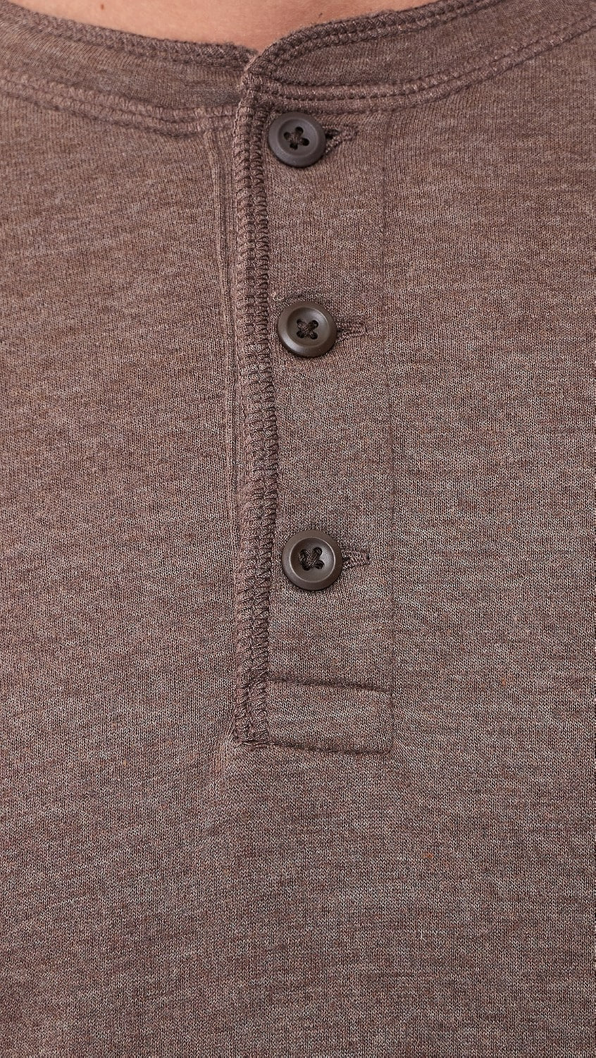 Cloud Long Sleeve Henley Shirt- Brown Woods Heather