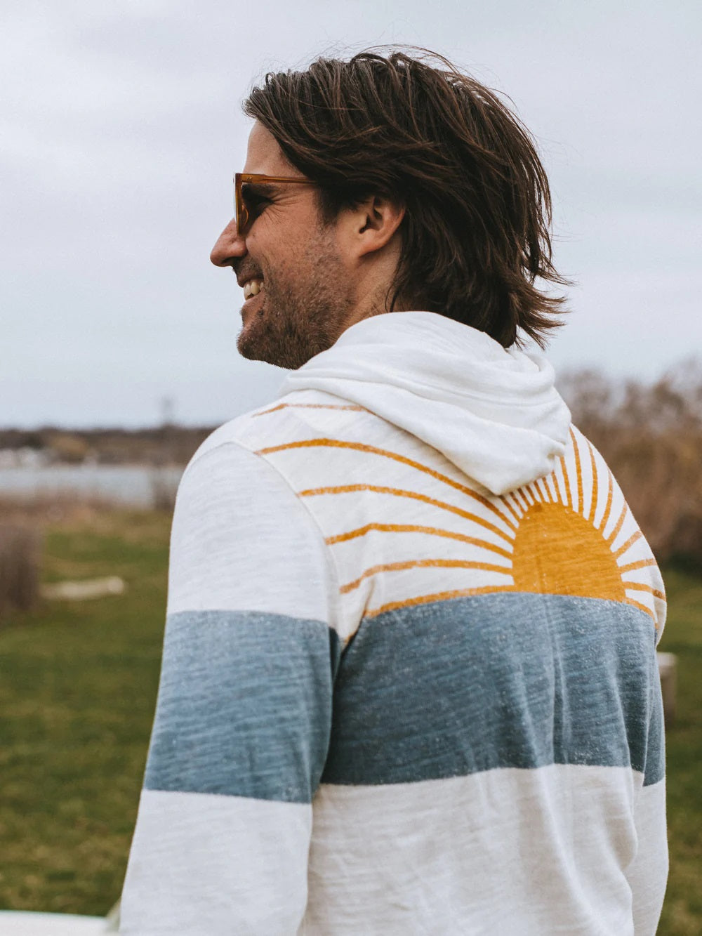 Sunwashed Sunray Slub Hoodie- Ocean Sunrise