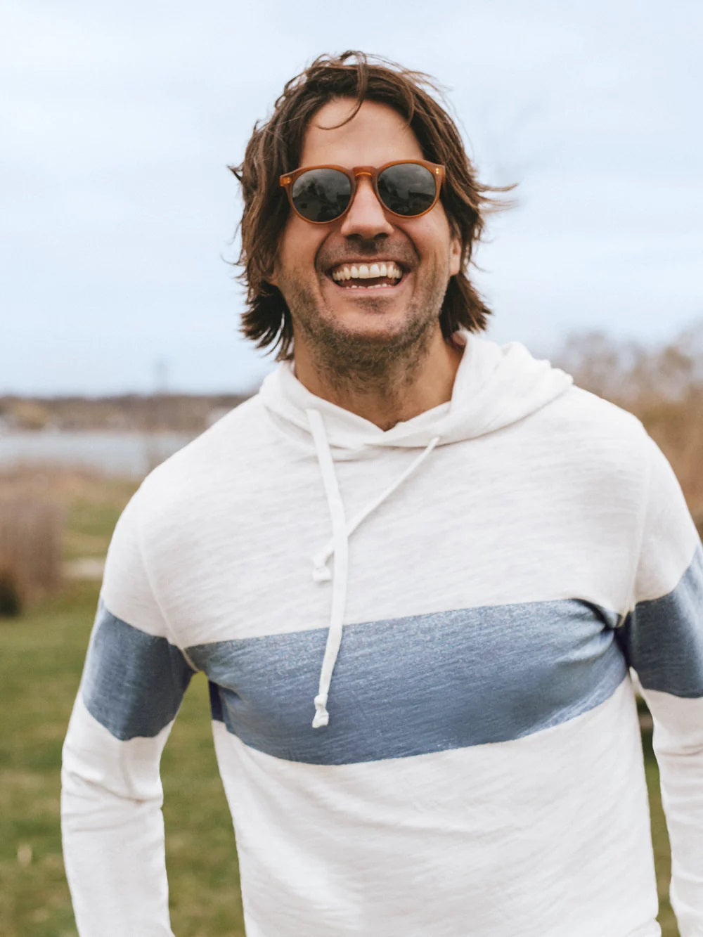 Sunwashed Sunray Slub Hoodie- Ocean Sunrise
