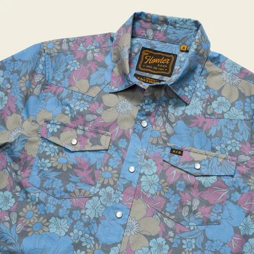 H Bar B Short Sleeve Snapshirt- Flower Power/Blues