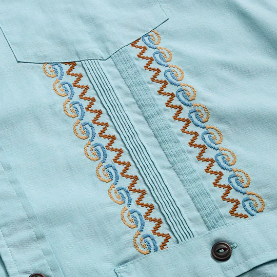 Guayabera Shirt- Nile Blue
