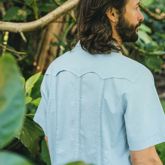 Guayabera Shirt- Nile Blue