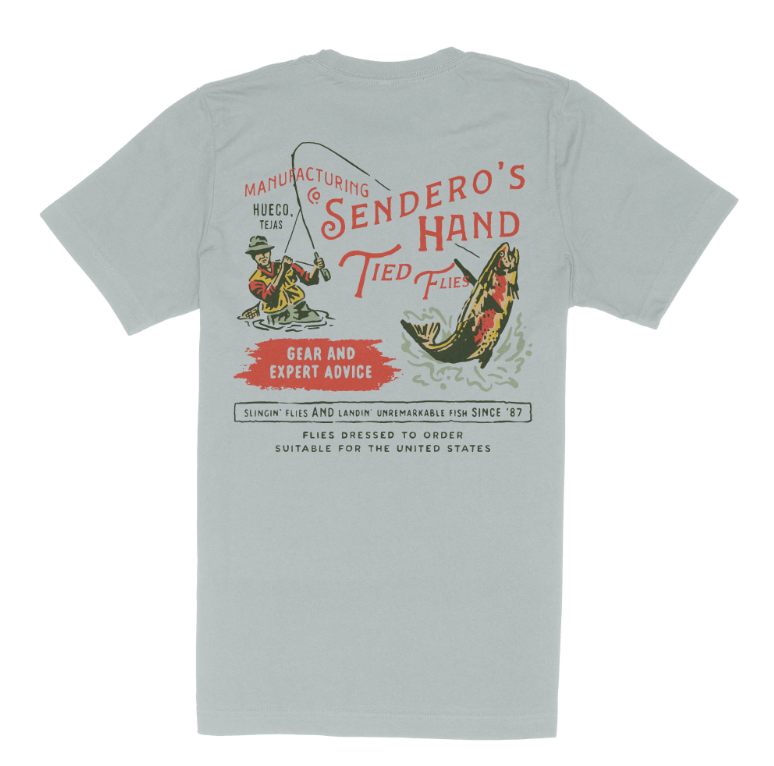 Hand Tied Flies T-Shirt - Big Sky Blue