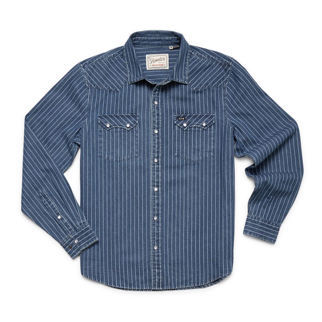 Dust Up Denim Snapshirt- Merle Stripe