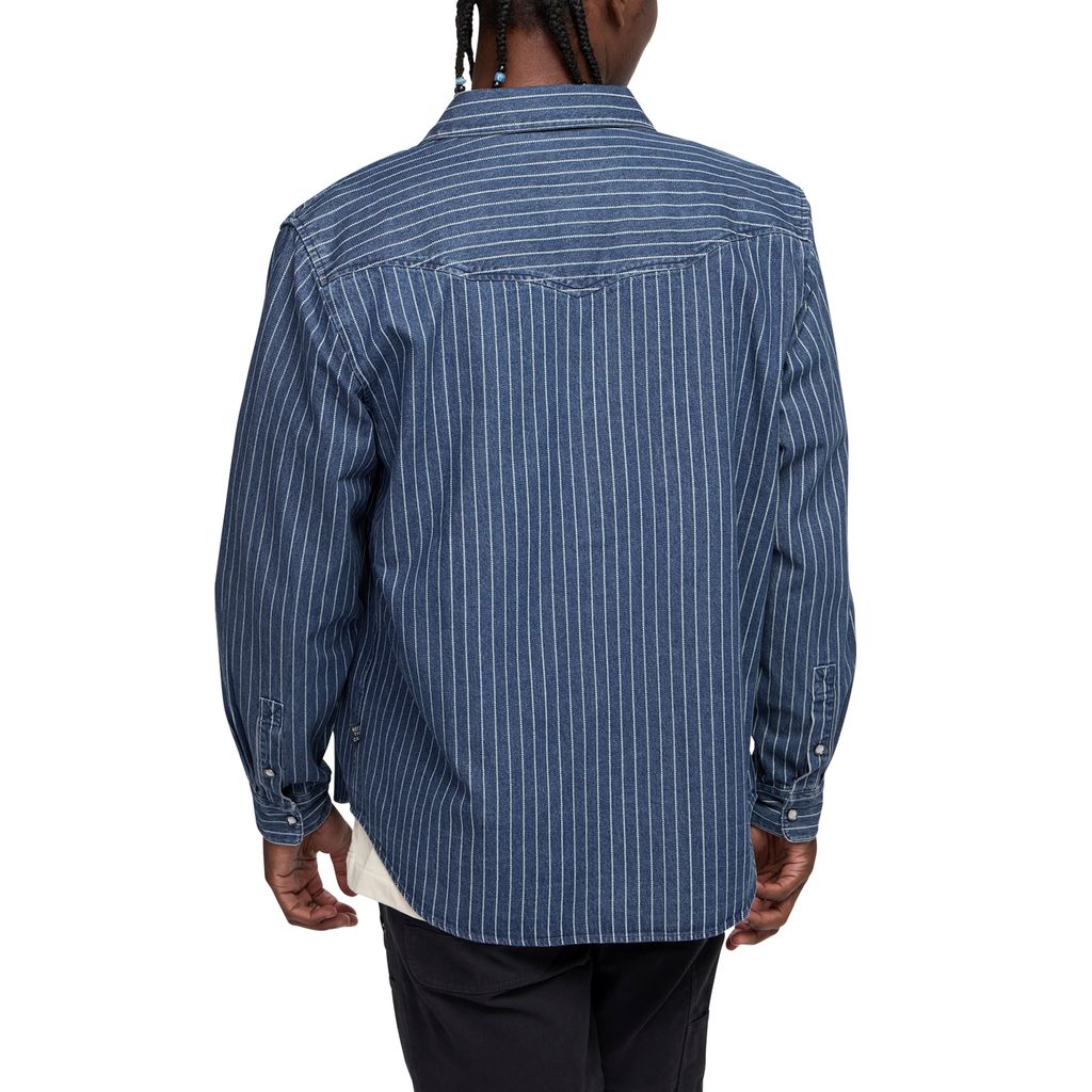 Dust Up Denim Snapshirt- Merle Stripe