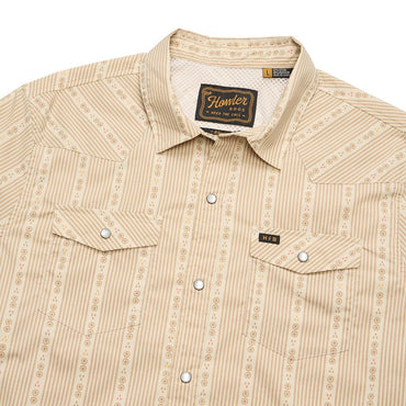 H Bar B Tech Long Sleeve Shirt- Mosquero Stripe/Brown Rice