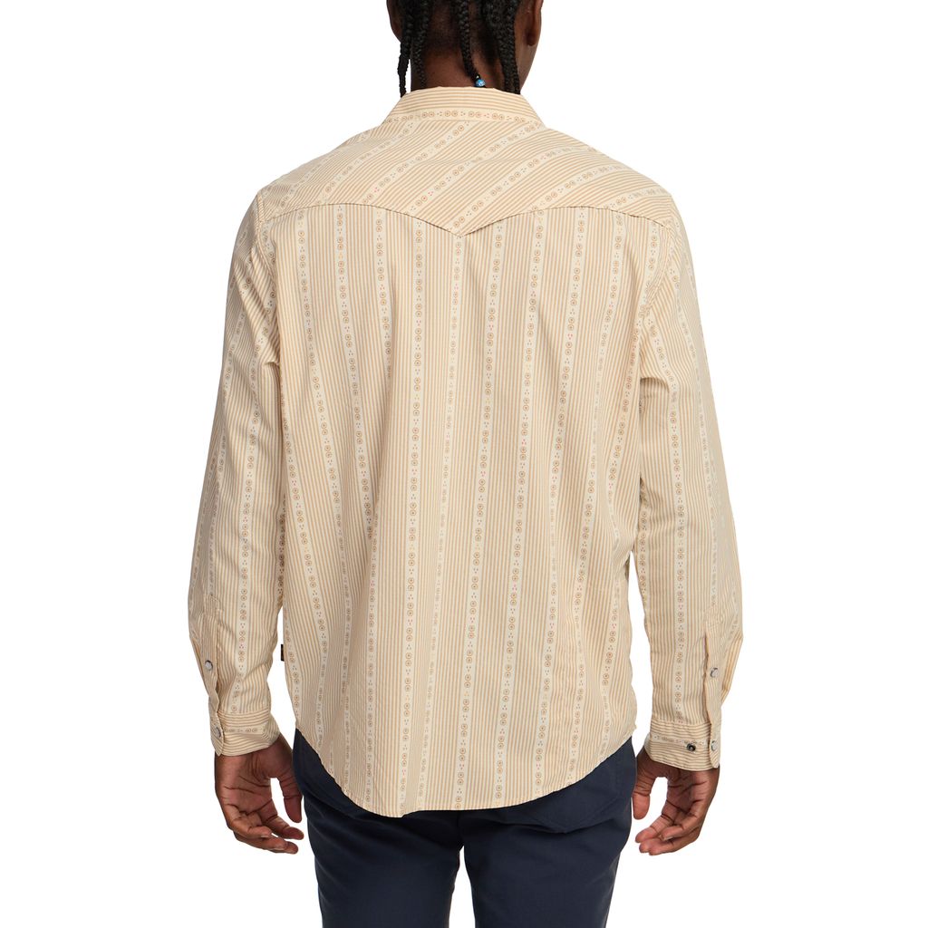 H Bar B Tech Long Sleeve Shirt- Mosquero Stripe/Brown Rice