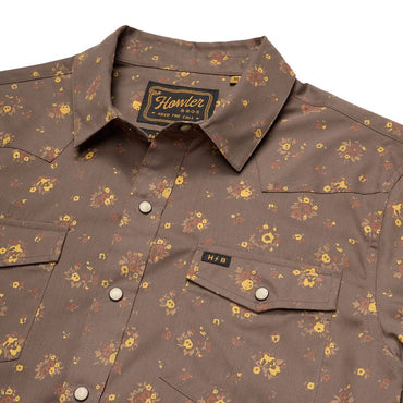 H Bar B Short Sleeve Snapshirt- Bouquets: Morel