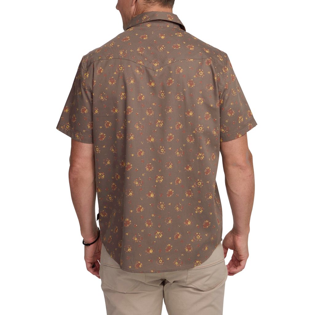 H Bar B Short Sleeve Snapshirt- Bouquets: Morel
