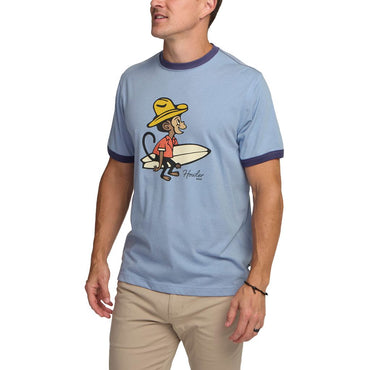 El Monito Surfs Ringer T-Shirt- Light Blue Heather