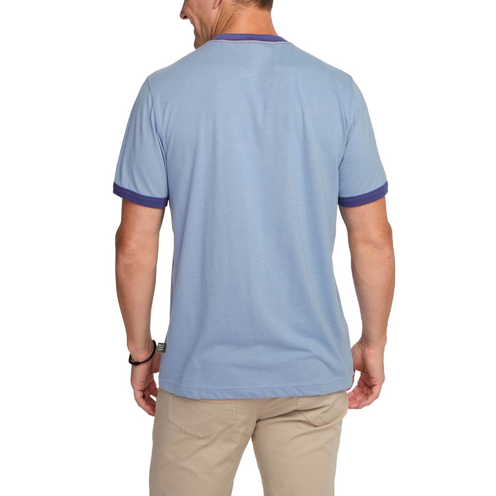 El Monito Surfs Ringer T-Shirt- Light Blue Heather