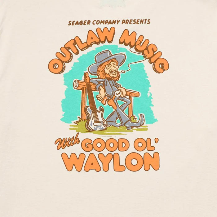 Seager X Waylon Jennings Outlaw Tee- Vintage White