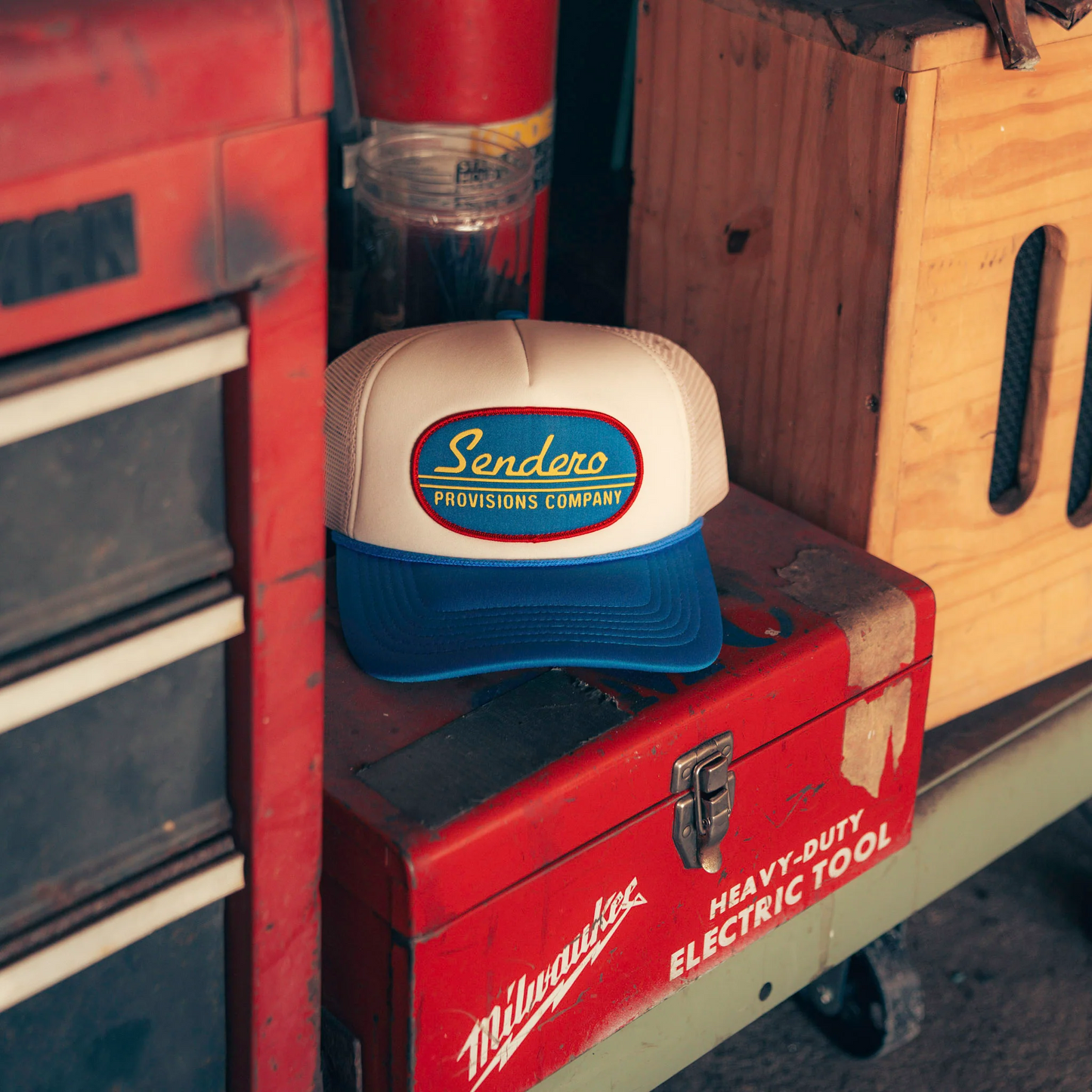 Country Store Hat- Cream/Blue