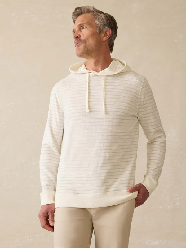 Sunwashed Slub Hoodie- Ivory Rock Stripe