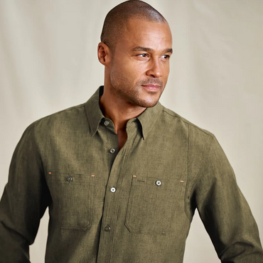 Tech Chambray Long Sleeve Work Shirt- Deep Tarragon