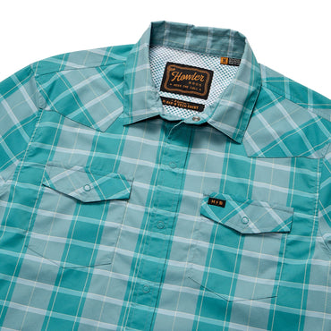 H Bar B Tech Long Sleeve Shirt- Braden Plaid/Teal