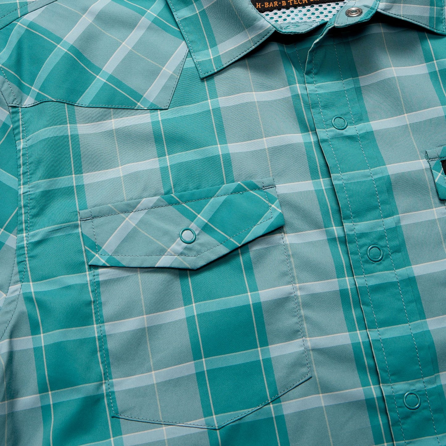 H Bar B Tech Long Sleeve Shirt- Braden Plaid/Teal
