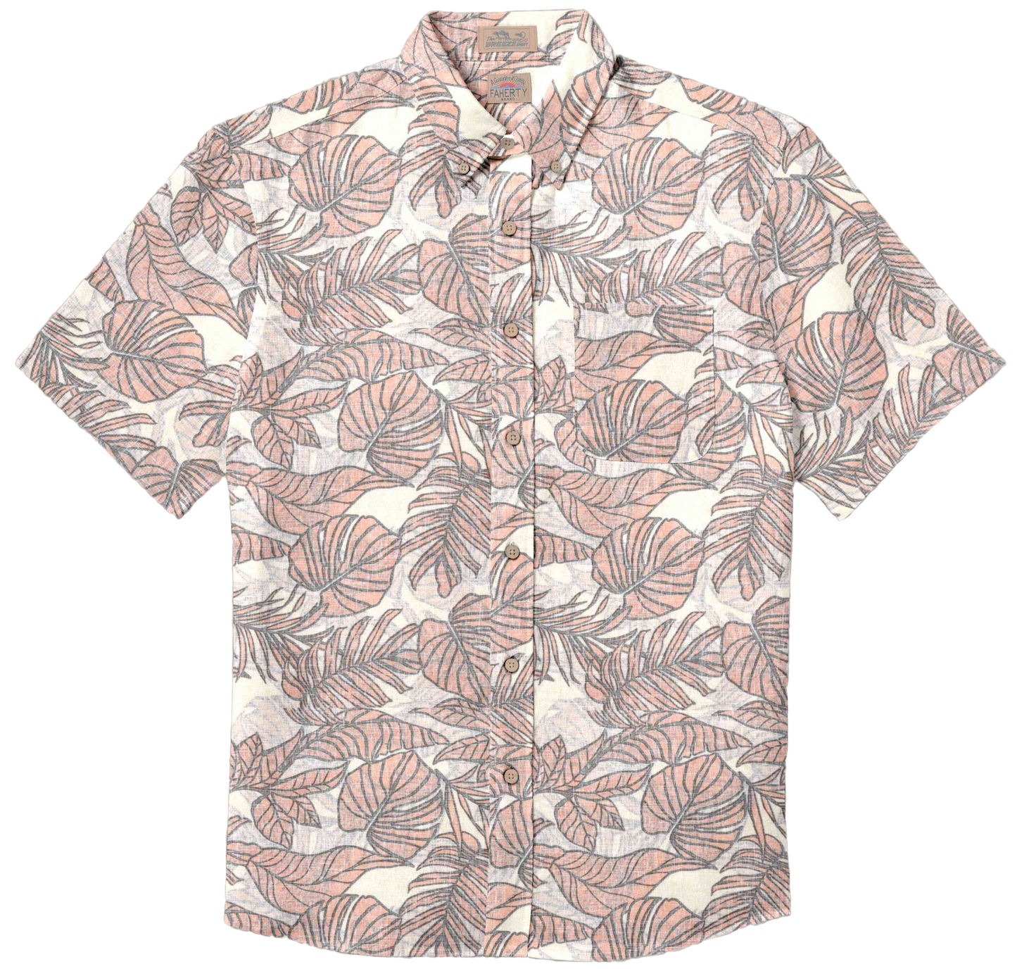 Breeze Short Sleeve Shirt- Coral Pond Leaves