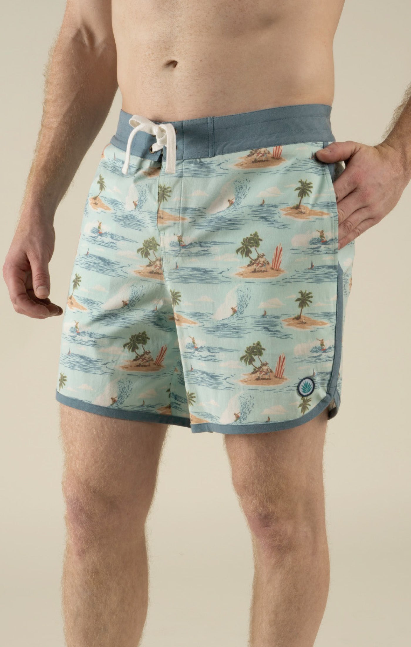 Point Bar Boardshort- Malibu Cowboy/Light Blue